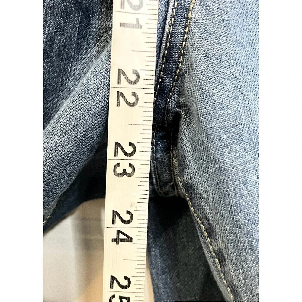 Lulus Women’s Denim Bib Overalls L Blue Distressed Straight Leg Adjustable